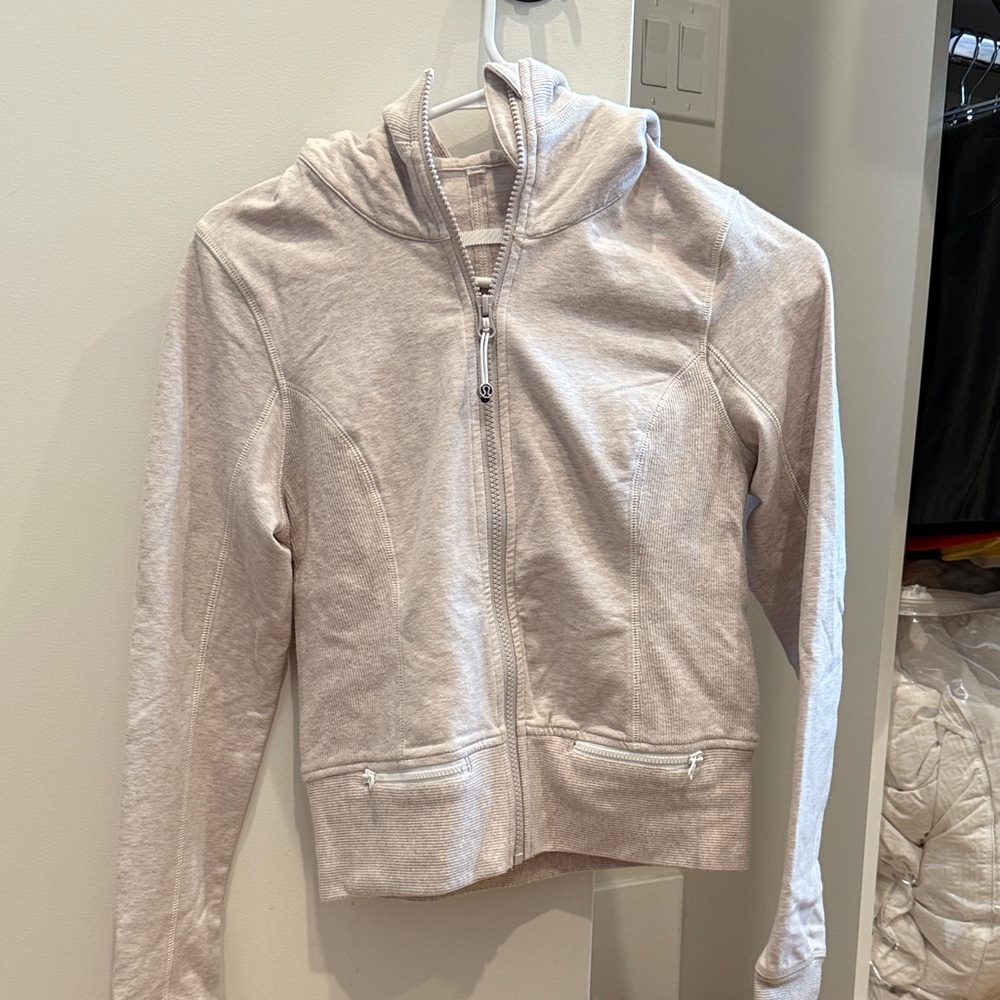 Women's Beige Lululemon Zip-Up Hoodie, size 4